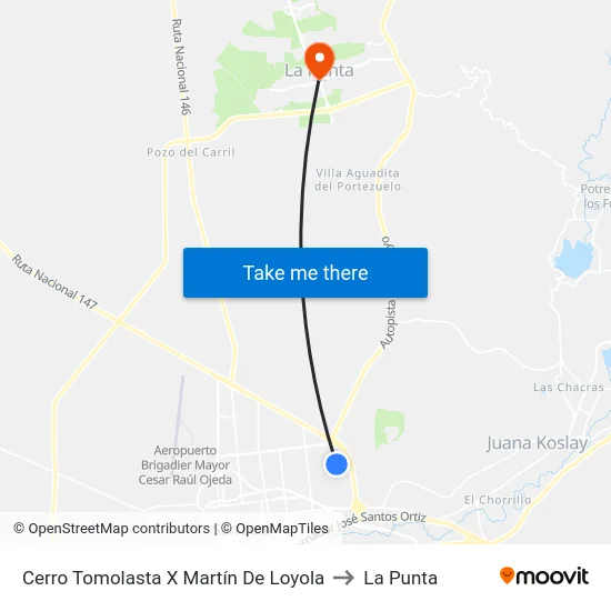 Cerro Tomolasta X Martín De Loyola to La Punta map
