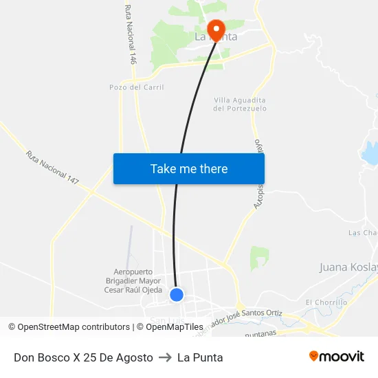 Don Bosco X 25 De Agosto to La Punta map