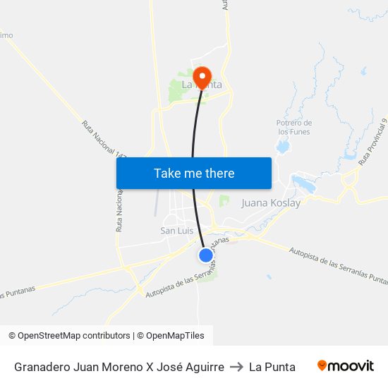 Granadero Juan Moreno X José Aguirre to La Punta map