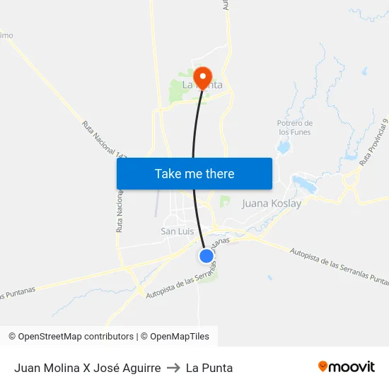Juan Molina X José Aguirre to La Punta map