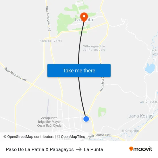 Paso De La Patria X Papagayos to La Punta map