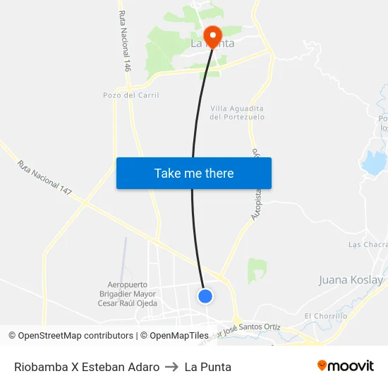 Riobamba X Esteban Adaro to La Punta map