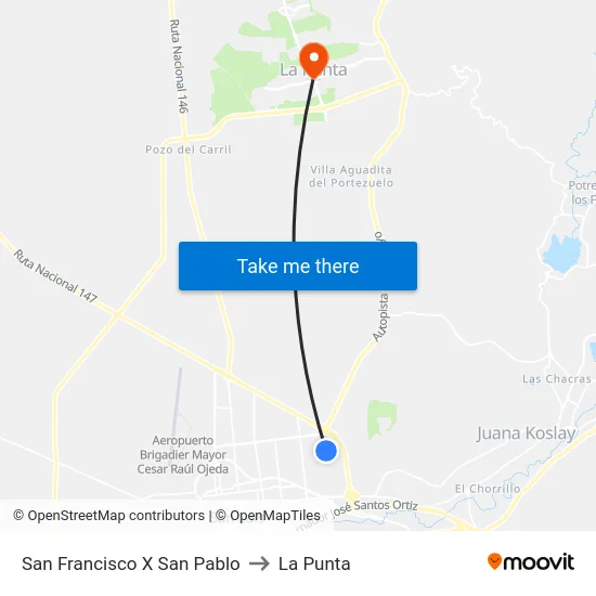 San Francisco X San Pablo to La Punta map