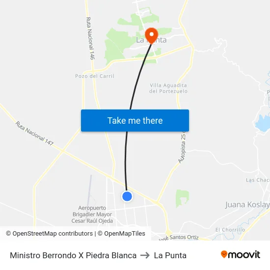 Faustino Berrondo X Piedra Blanca to La Punta map