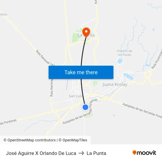 José Aguirre X Orlando De Luca to La Punta map