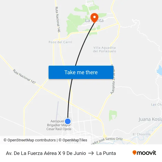 Av. Fuerza Aérea X 9 De Junio to La Punta map