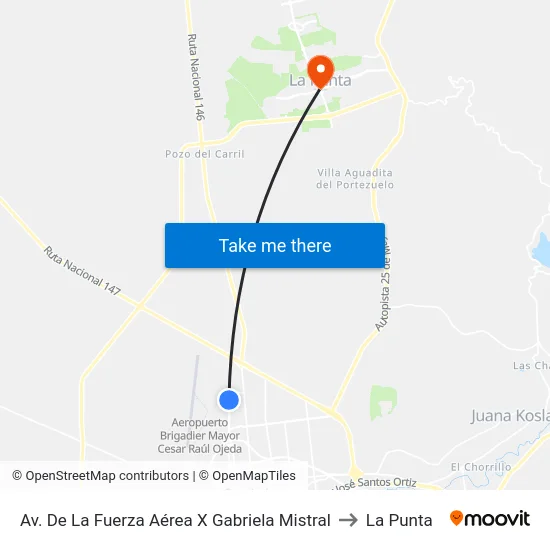 Av. Fuerza Aérea X Gabriela Mistral to La Punta map