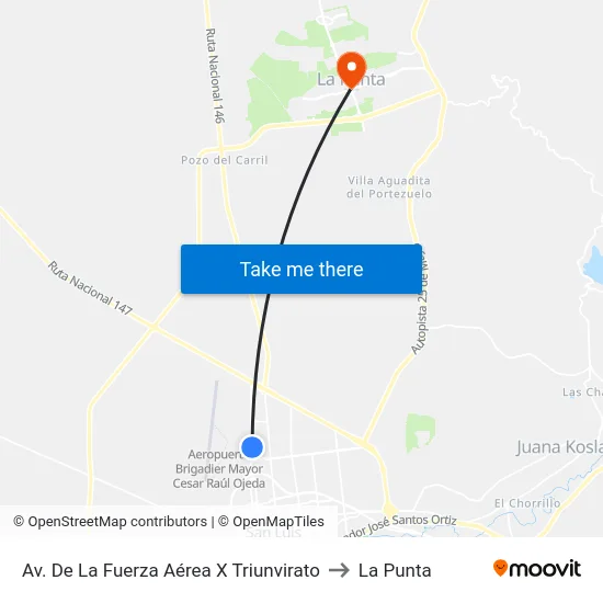 Av. Fuerza Aérea X Triunvirato to La Punta map