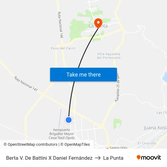 Berta V. De Battini X Daniel Fernández to La Punta map