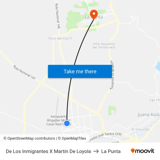 De Los Inmigrantes X Martín De Loyola to La Punta map