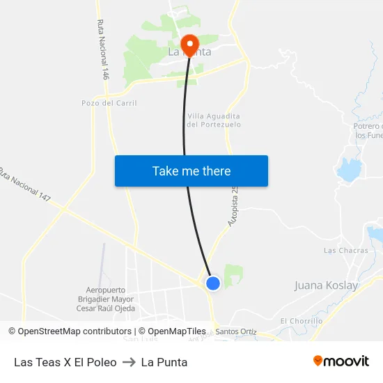 Las Teas X El Poleo to La Punta map