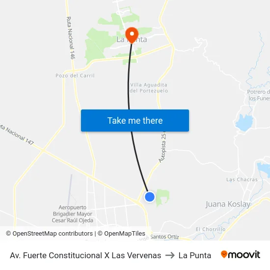 Av. Fuerte Constitucional X Las Vervenas to La Punta map