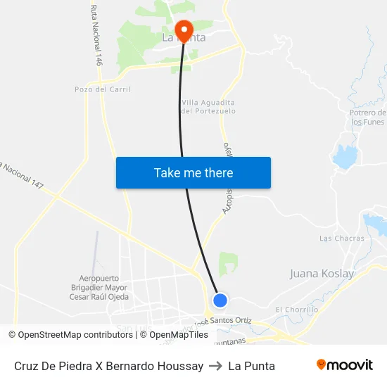 Cruz De Piedra X Bernardo Houssay to La Punta map