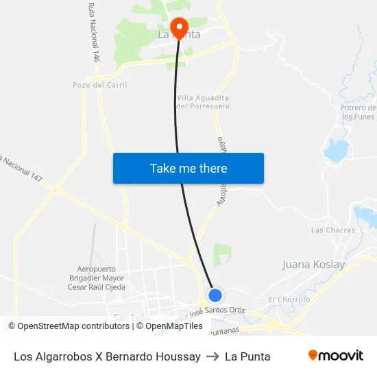 Los Algarrobos X Bernardo Houssay to La Punta map
