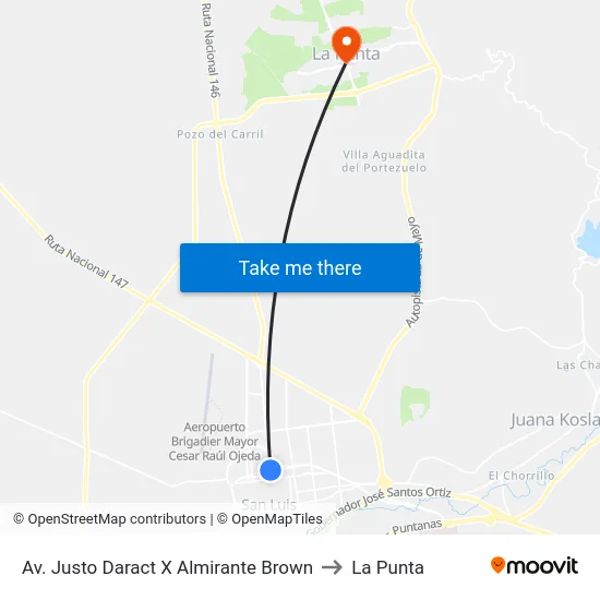 Av. Justo Daract X Almirante Brown to La Punta map