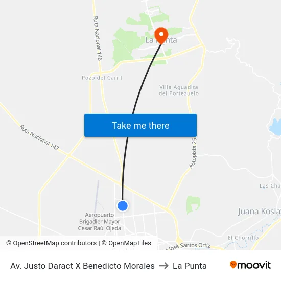 Av. Justo Daract X Benedicto Morales to La Punta map