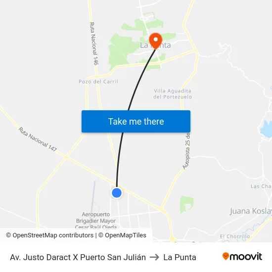 Av. Justo Daract X Puerto San Julián to La Punta map