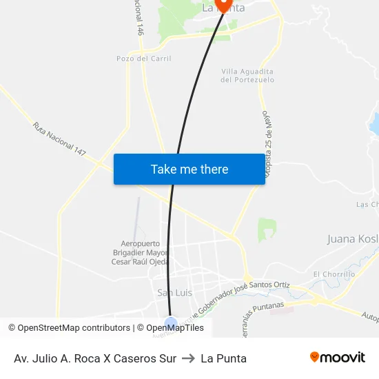 Av. Juan G. Funes X Caseros to La Punta map