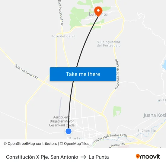 Constitución X Pje. San Antonio to La Punta map