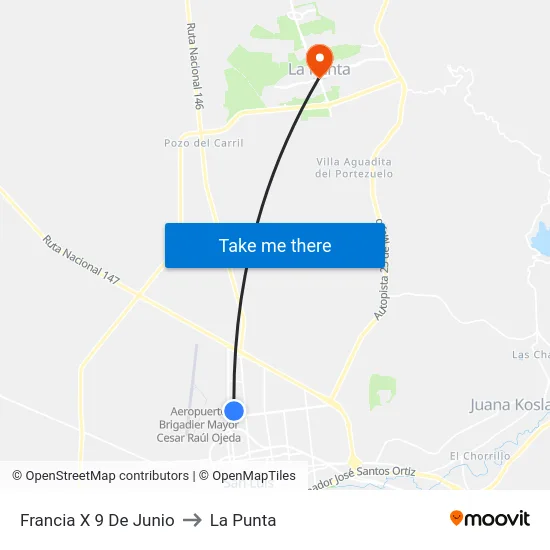 Francia X 9 De Junio to La Punta map