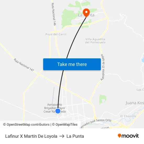 Lafinur X Martín De Loyola to La Punta map