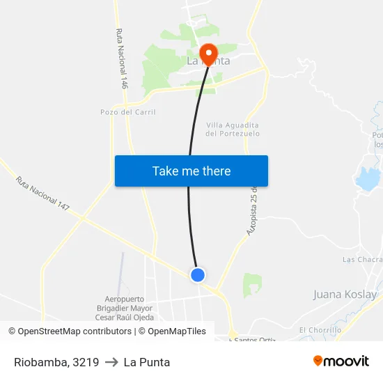 Riobamba, 3219 to La Punta map