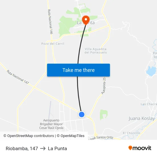 Riobamba, 147 to La Punta map