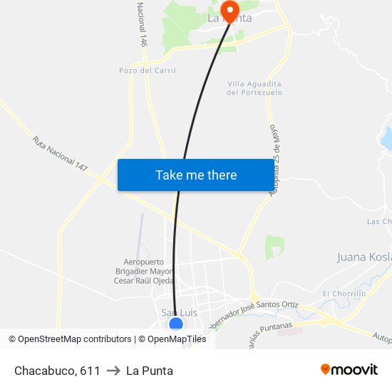 Chacabuco, 611 to La Punta map