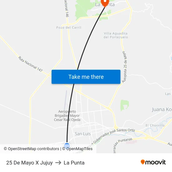 25 De Mayo X Jujuy to La Punta map