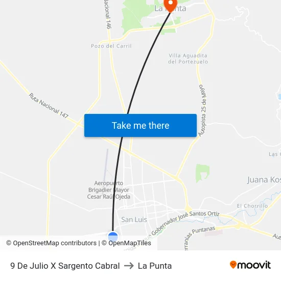 9 De Julio X Sargento Cabral to La Punta map