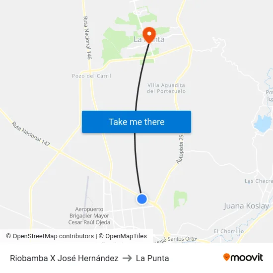 Riobamba X José Hernández to La Punta map