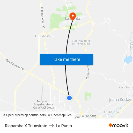 Riobamba X Triunvirato to La Punta map