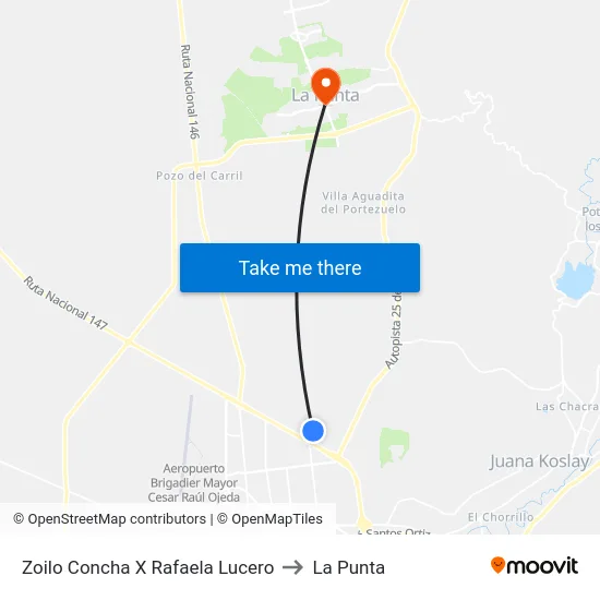 Zoilo Concha X Rafaela Lucero to La Punta map