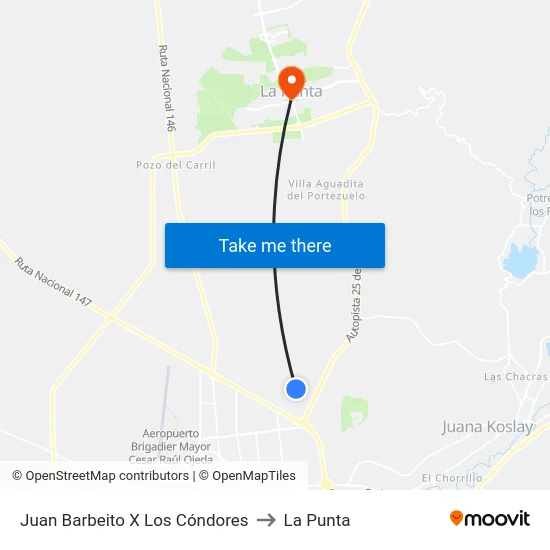 Juan Barbeito X Los Cóndores to La Punta map