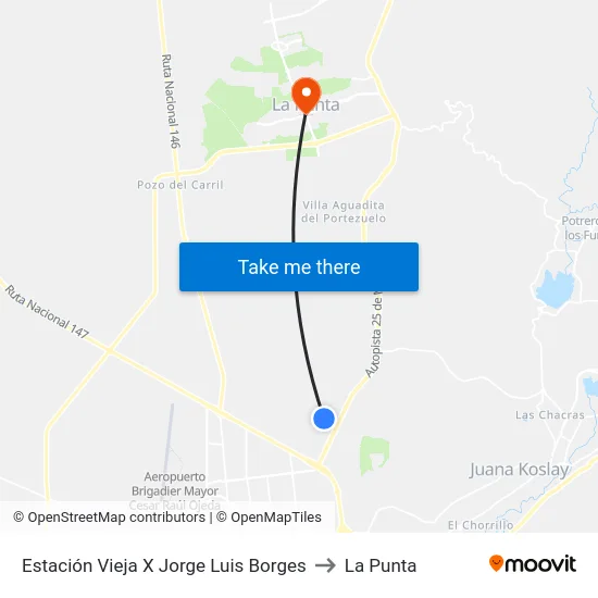 Estancia Vieja X Jorge L. Borges to La Punta map