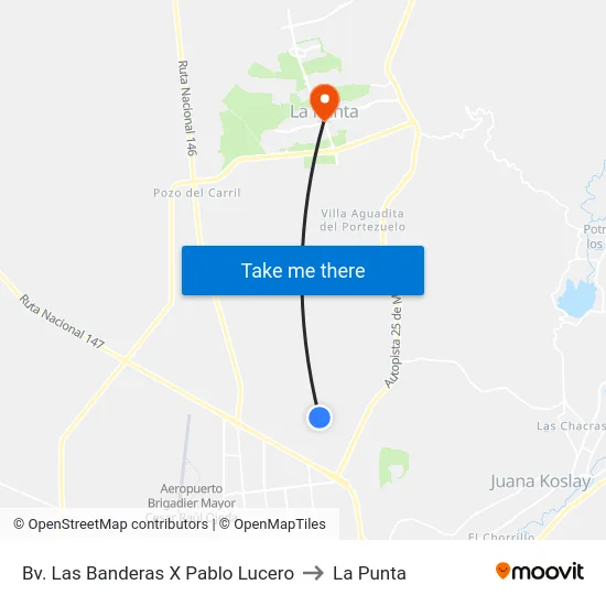 Bv. De La Bandera X Rubén Godoy to La Punta map