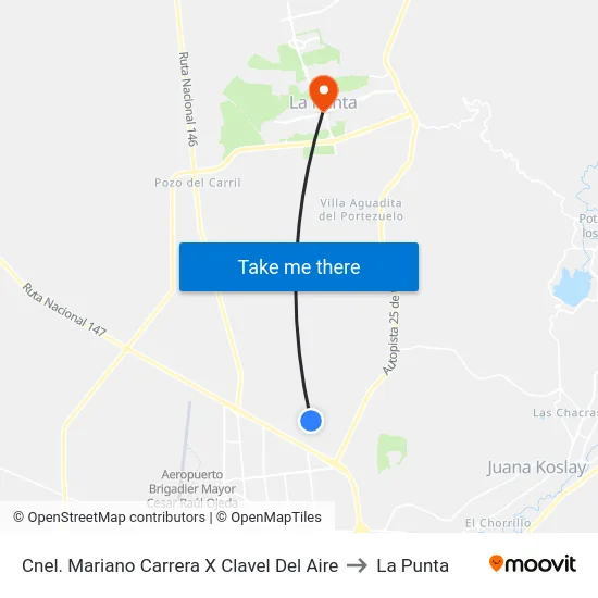 Mariano Carrera X Clavel Del Aire to La Punta map