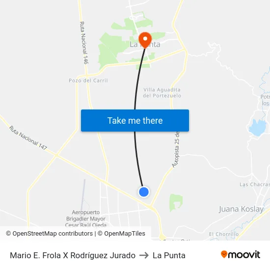 Mario Frola X Fortunata F. De Planeta to La Punta map