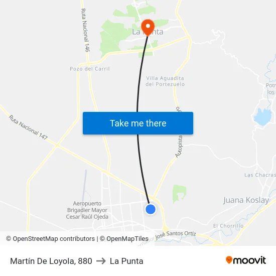 Martín De Loyola X Catamarca to La Punta map