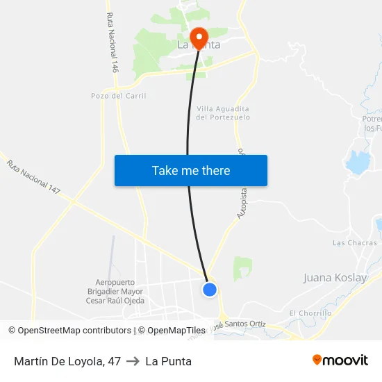 Martín De Loyola X Cerro Tomolasta to La Punta map