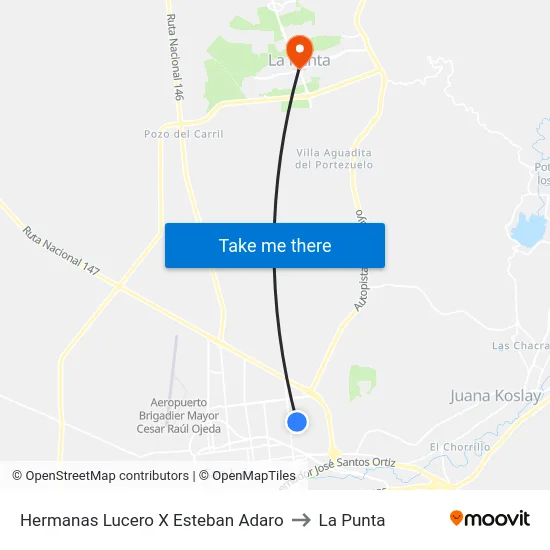 Villa Del Carmen X Gdor. Alric to La Punta map
