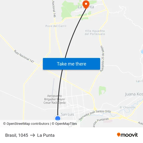 Brasil X Av. Quinto Centenario to La Punta map