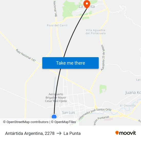 Antártida Argentina X Nicolás A. De San Luis to La Punta map