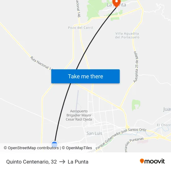 Av. Quinto Centenario X La Primavera to La Punta map