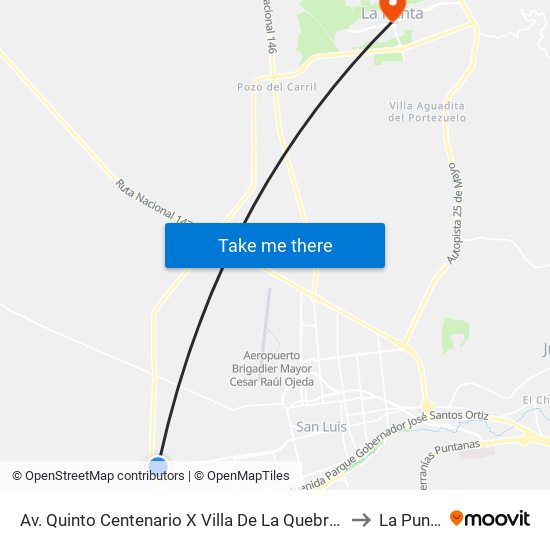 Av. Quinto Centenario X Villa De La Quebrada to La Punta map