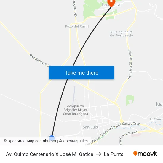 Av. Quinto Centenario X Paso De Las Carretas to La Punta map