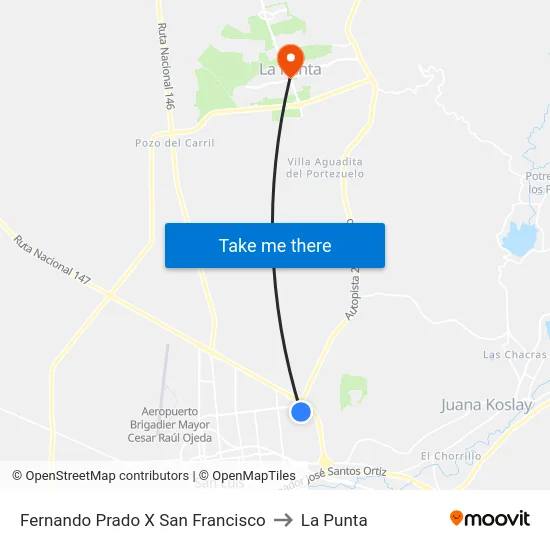Fernández Prado X San Francisco to La Punta map