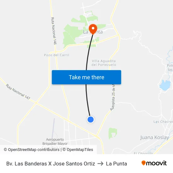 Bv. De La Bandera X Rubén Godoy to La Punta map