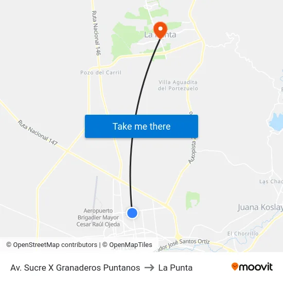 Av. Sucre X Granaderos Puntanos to La Punta map