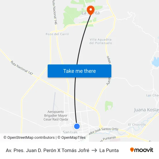 Av. Juan D. Perón X Tomás Jofré to La Punta map